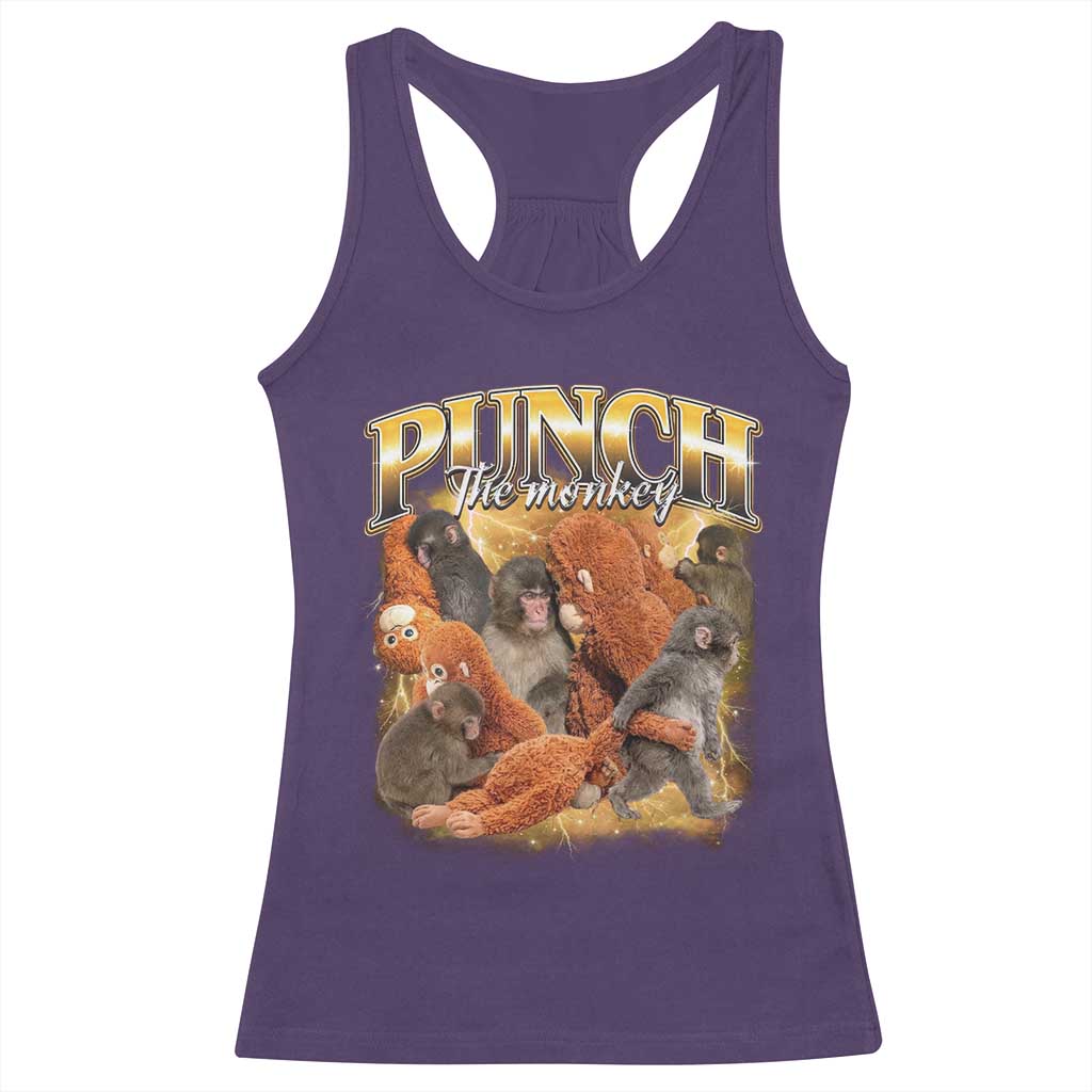 Punch The Monkey Racerback Tank Top Baby Monkey Punch Plush Hugging 90s Bootleg TS11 Purple Print Your Wear