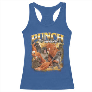 Punch The Monkey Racerback Tank Top Baby Monkey Punch Plush Hugging 90s Bootleg TS11 Royal Blue Print Your Wear