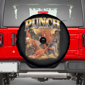 Punch The Monkey Spare Tire Cover Baby Monkey Punch Plush Hugging 90s Bootleg TS11 Black Print Your Wear