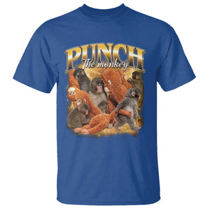Punch The Monkey T Shirt - Baby Monkey Punch Plush Hugging - 90s Bootleg Style TS11 Royal Blue Print Your Wear