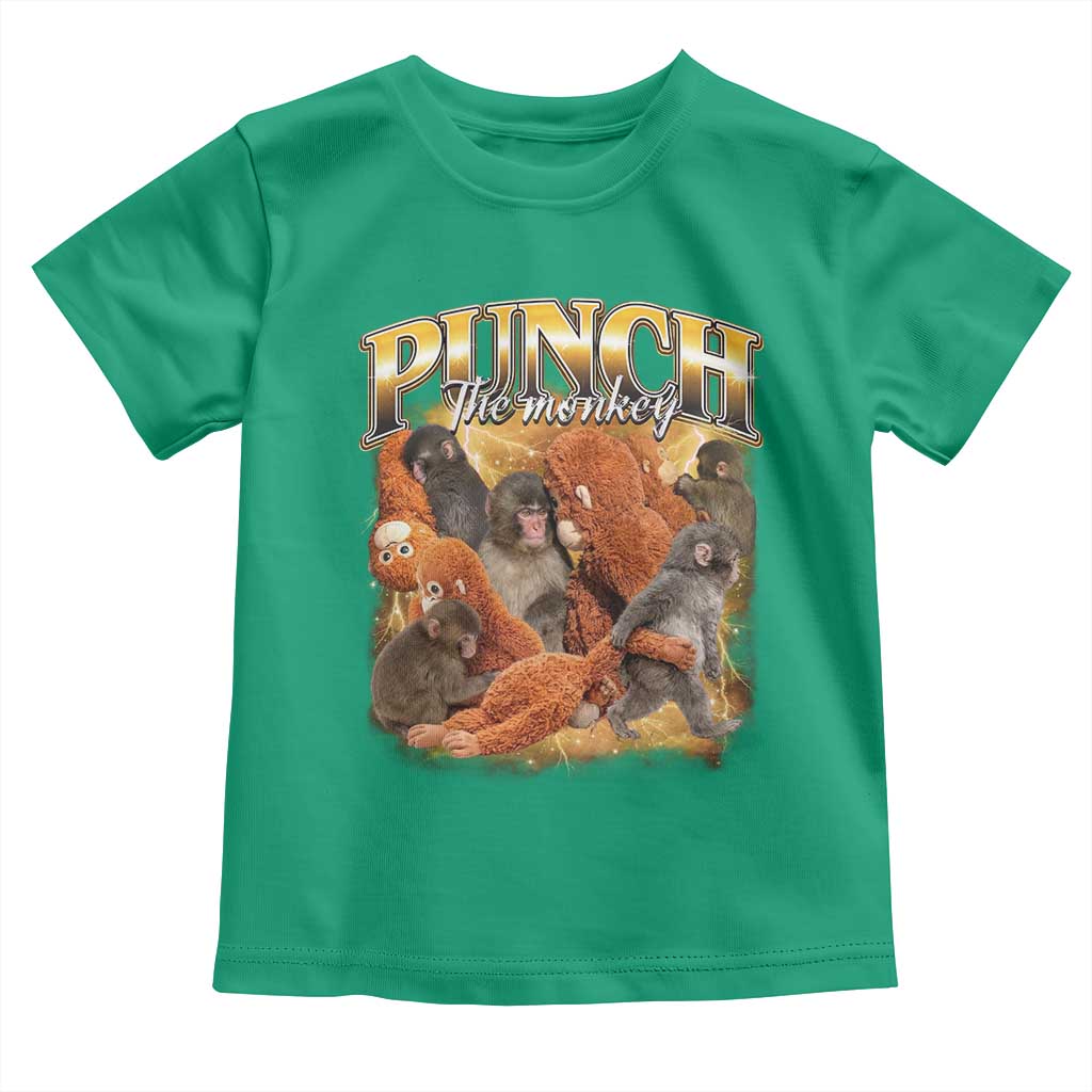 Punch The Monkey Toddler T Shirt Baby Monkey Punch Plush Hugging 90s Bootleg TS11 Irish Green Print Your Wear