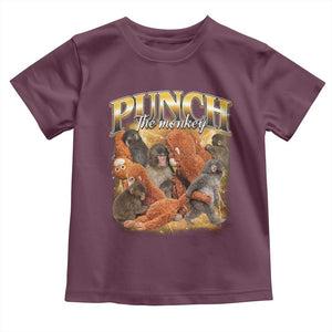 Punch The Monkey Toddler T Shirt Baby Monkey Punch Plush Hugging 90s Bootleg TS11 Maroon Print Your Wear