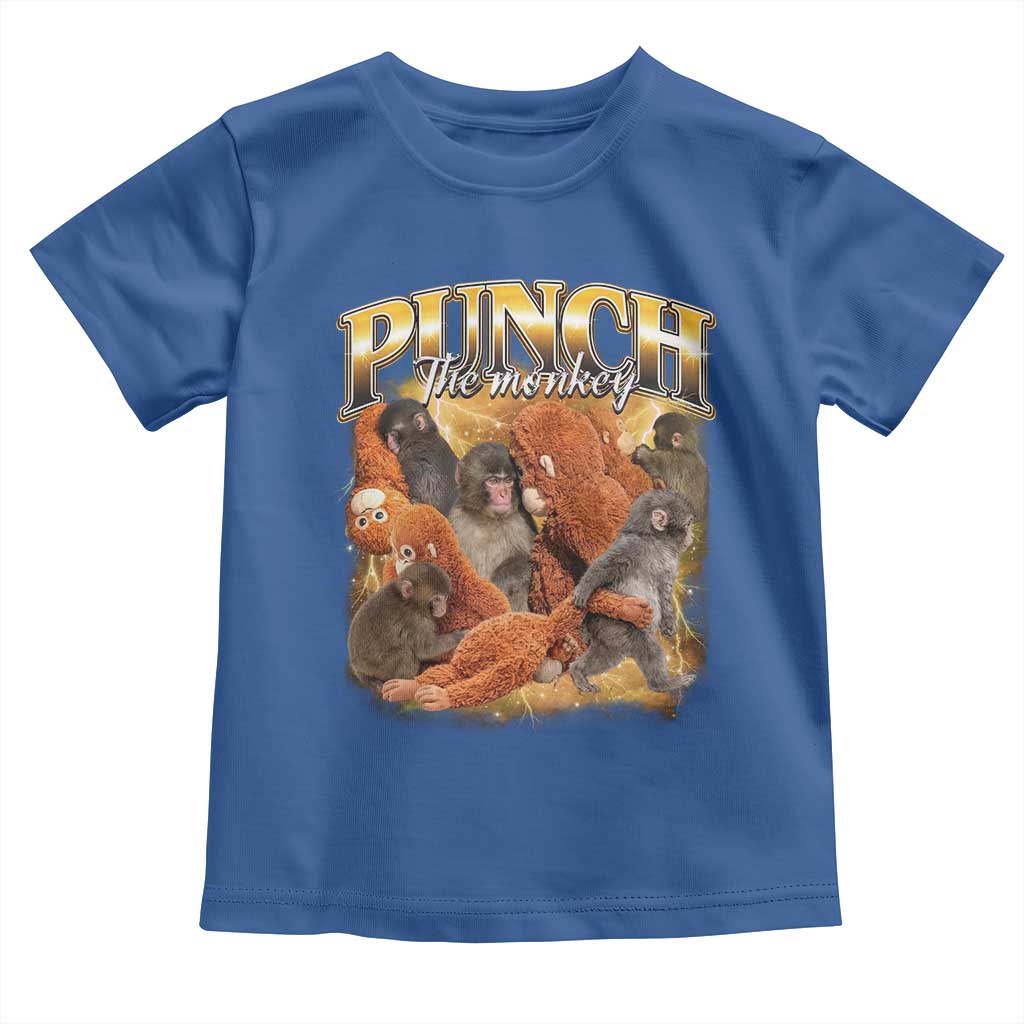 Punch The Monkey Toddler T Shirt Baby Monkey Punch Plush Hugging 90s Bootleg TS11 Royal Blue Print Your Wear