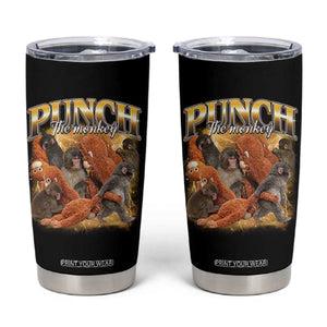 Punch The Monkey Tumbler Cup Baby Monkey Punch Plush Hugging 90s Bootleg TS11 Black Print Your Wear