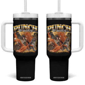 Punch The Monkey Tumbler With Handle Baby Monkey Punch Plush Hugging 90s Bootleg TS11 One Size: 40 oz Black Print Your Wear
