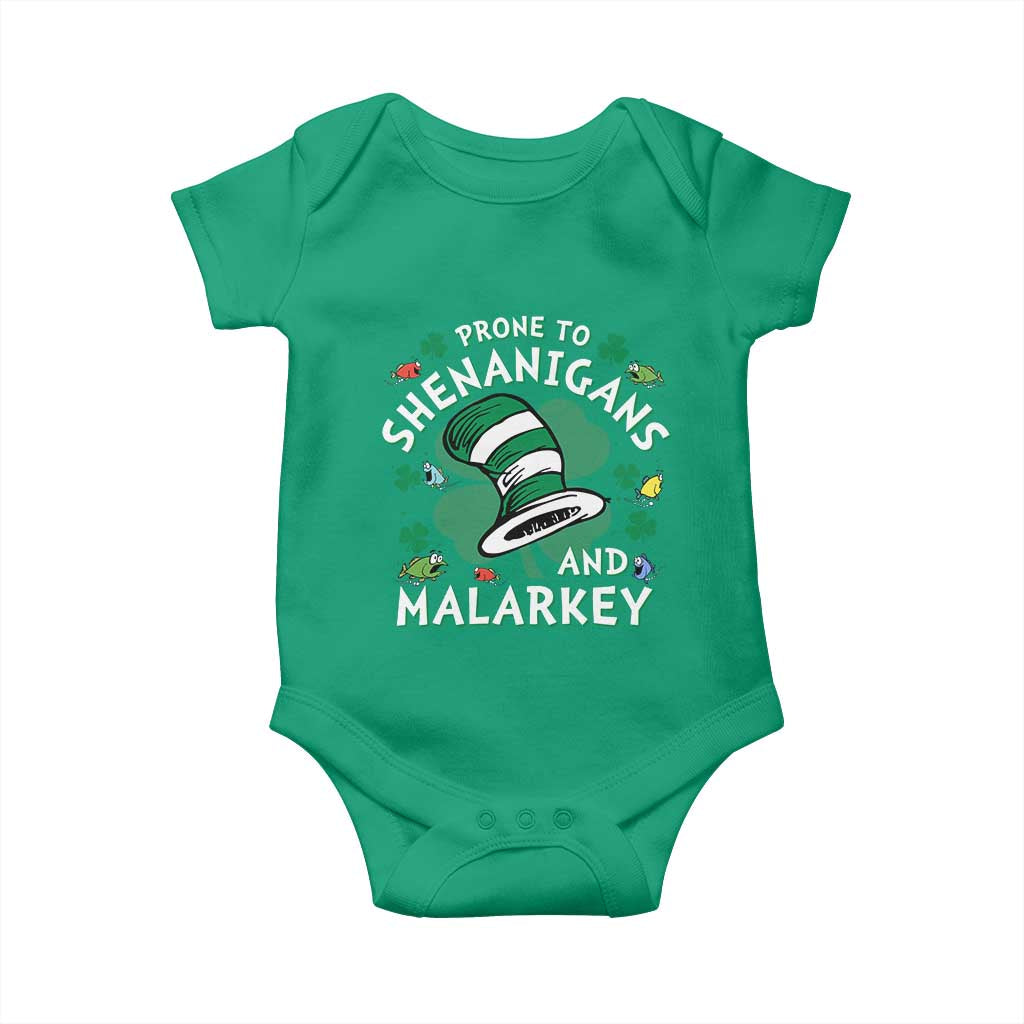 Funny Prone To Shenanigans And Malarkey Baby Onesie St Patricks Day Reading Hat TS11 Irish Green Print Your Wear