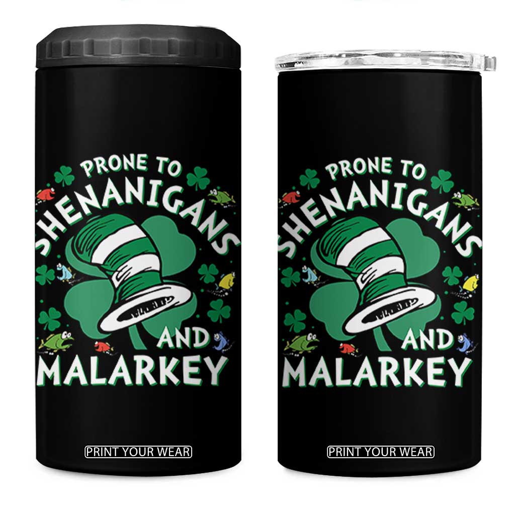 Funny Prone To Shenanigans And Malarkey 4 in 1 Can Cooler Tumbler St Patricks Day Reading Hat TS11 One Size: 16 oz Black Print Your Wear
