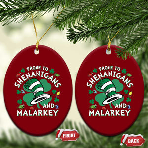 Funny Prone To Shenanigans And Malarkey Ceramic Ornament St Patricks Day Reading Hat TS11 Print Your Wear