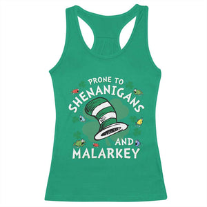 Funny Prone To Shenanigans And Malarkey Racerback Tank Top St Patricks Day Reading Hat TS11 Irish Green Print Your Wear
