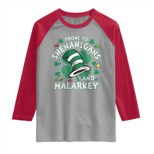 Funny Prone To Shenanigans And Malarkey Raglan Shirt St Patricks Day Reading Hat TS11 Sport Gray Red Print Your Wear