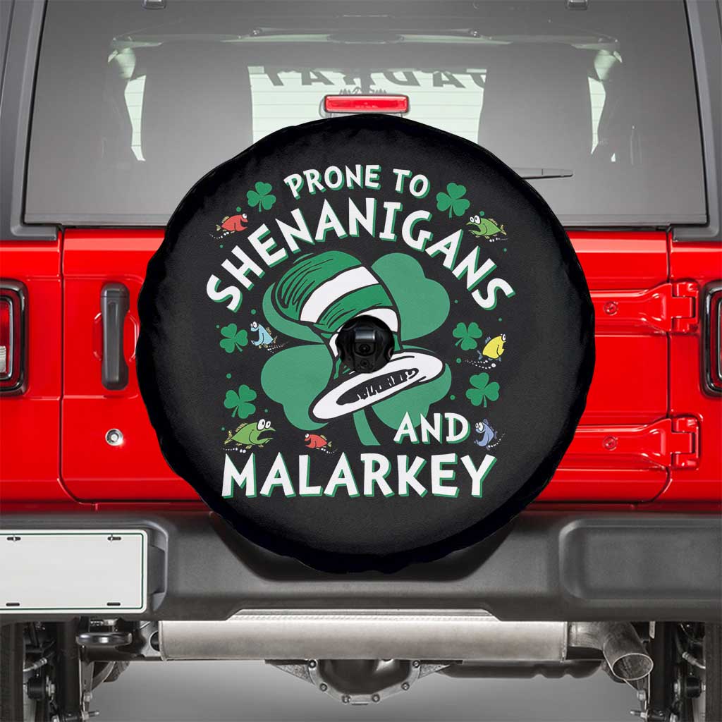 Funny Prone To Shenanigans And Malarkey Spare Tire Cover St Patricks Day Reading Hat TS11 Black Print Your Wear
