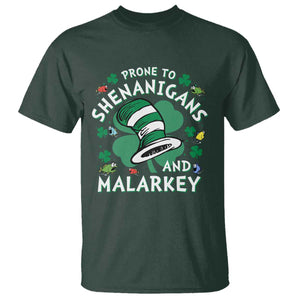Funny Prone To Shenanigans And Malarkey T Shirt St Patricks Day Reading Hat TS11 Dark Forest Green Print Your Wear