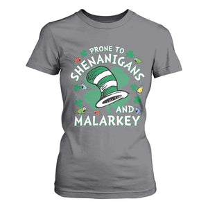 Funny Prone To Shenanigans And Malarkey T Shirt For Women St Patricks Day Reading Hat TS11 Charcoal Print Your Wear