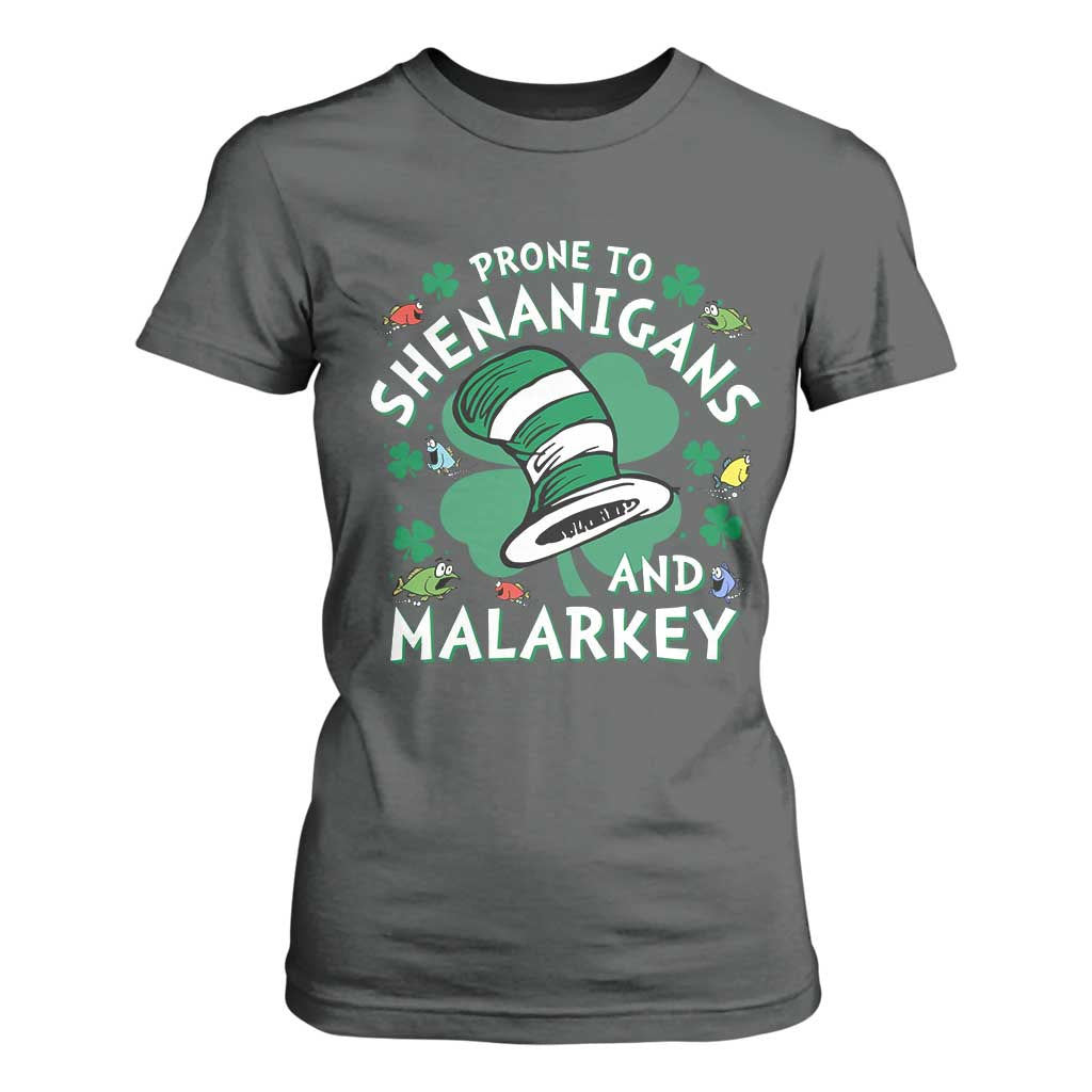 Funny Prone To Shenanigans And Malarkey T Shirt For Women St Patricks Day Reading Hat TS11 Dark Heather Print Your Wear