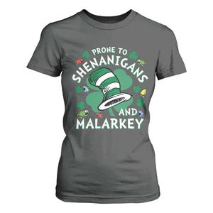 Funny Prone To Shenanigans And Malarkey T Shirt For Women St Patricks Day Reading Hat TS11 Dark Heather Print Your Wear