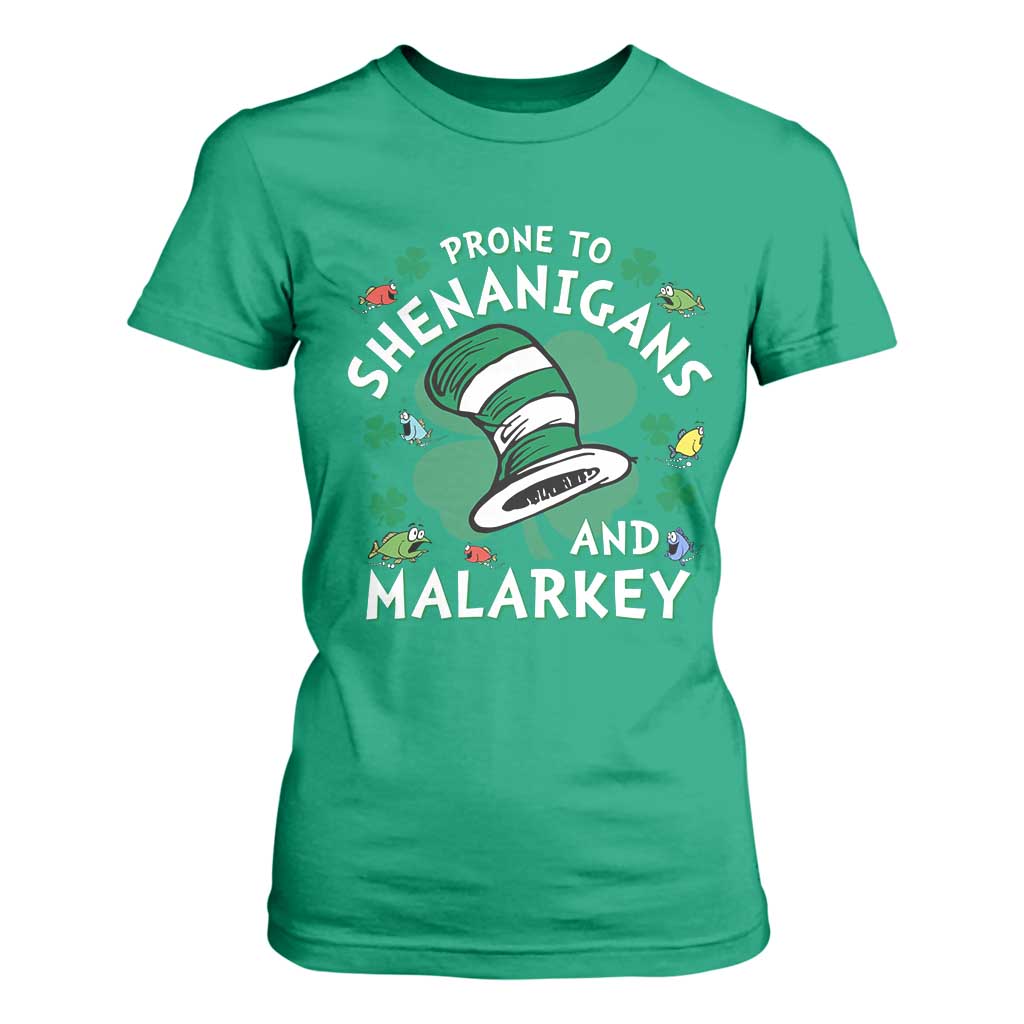 Funny Prone To Shenanigans And Malarkey T Shirt For Women St Patricks Day Reading Hat TS11 Irish Green Print Your Wear