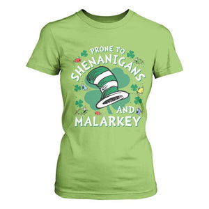 Funny Prone To Shenanigans And Malarkey T Shirt For Women St Patricks Day Reading Hat TS11 Lime Print Your Wear