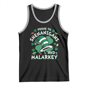 Funny Prone To Shenanigans And Malarkey Tank Top St Patricks Day Reading Hat TS11 Black Athletic Heather Print Your Wear