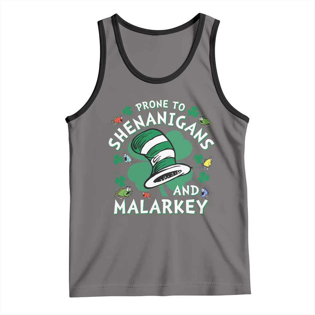 Funny Prone To Shenanigans And Malarkey Tank Top St Patricks Day Reading Hat TS11 Deep Heather Black Print Your Wear