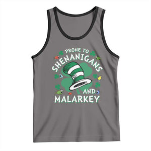 Funny Prone To Shenanigans And Malarkey Tank Top St Patricks Day Reading Hat TS11 Deep Heather Black Print Your Wear
