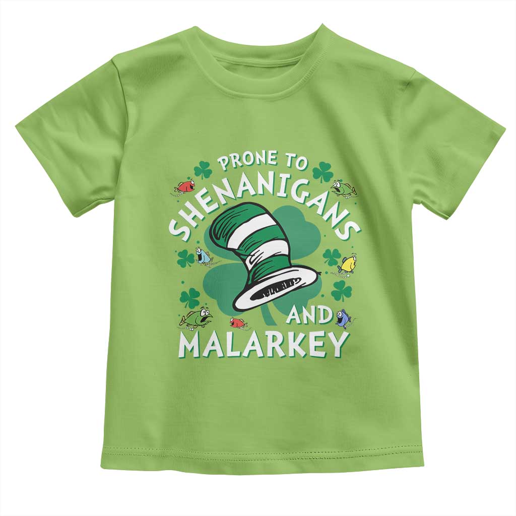 Funny Prone To Shenanigans And Malarkey Toddler T Shirt St Patricks Day Reading Hat TS11 Lime Print Your Wear