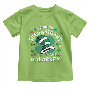 Funny Prone To Shenanigans And Malarkey Toddler T Shirt St Patricks Day Reading Hat TS11 Lime Print Your Wear