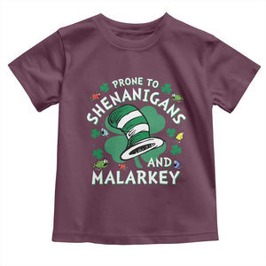 Funny Prone To Shenanigans And Malarkey Toddler T Shirt St Patricks Day Reading Hat TS11 Maroon Print Your Wear
