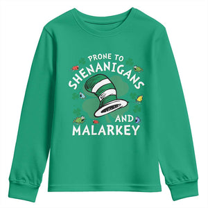 Funny Prone To Shenanigans And Malarkey Youth Sweatshirt St Patricks Day Reading Hat TS11 Irish Green Print Your Wear