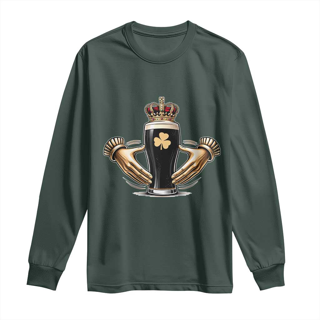 Irish Stout Claddagh Ring Beer Galway Ireland Souvenir Long Sleeve Shirt TS11 Dark Forest Green Print Your Wear