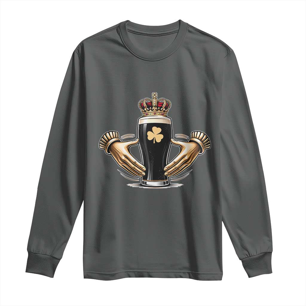 Irish Stout Claddagh Ring Beer Galway Ireland Souvenir Long Sleeve Shirt TS11 Dark Heather Print Your Wear