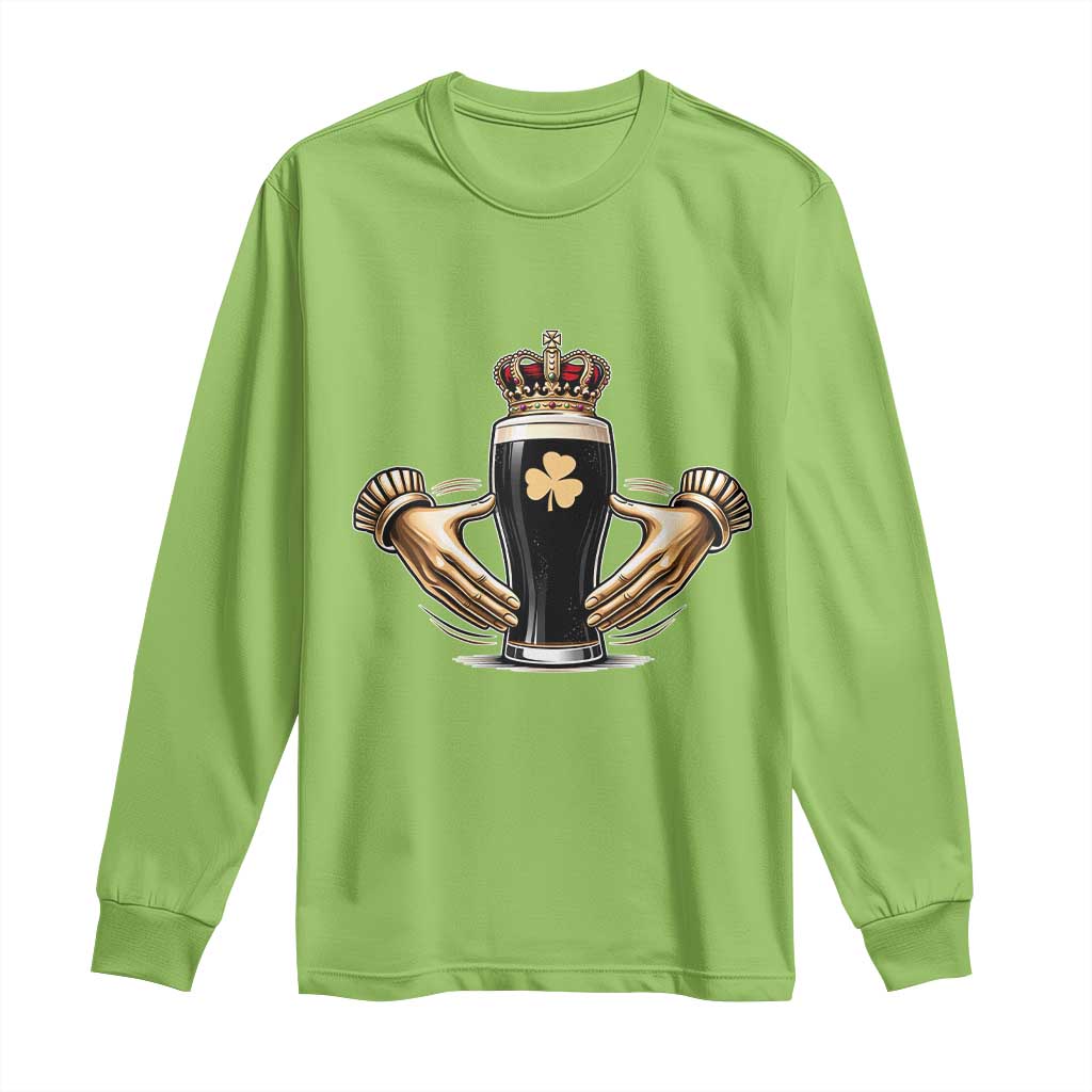 Irish Stout Claddagh Ring Beer Galway Ireland Souvenir Long Sleeve Shirt TS11 Lime Print Your Wear