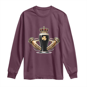 Irish Stout Claddagh Ring Beer Galway Ireland Souvenir Long Sleeve Shirt TS11 Maroon Print Your Wear