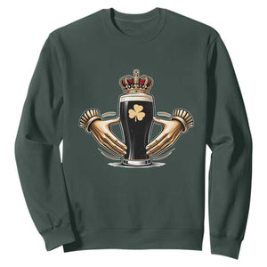Irish Stout Claddagh Ring Beer Galway Ireland Souvenir Sweatshirt TS11 Dark Forest Green Print Your Wear