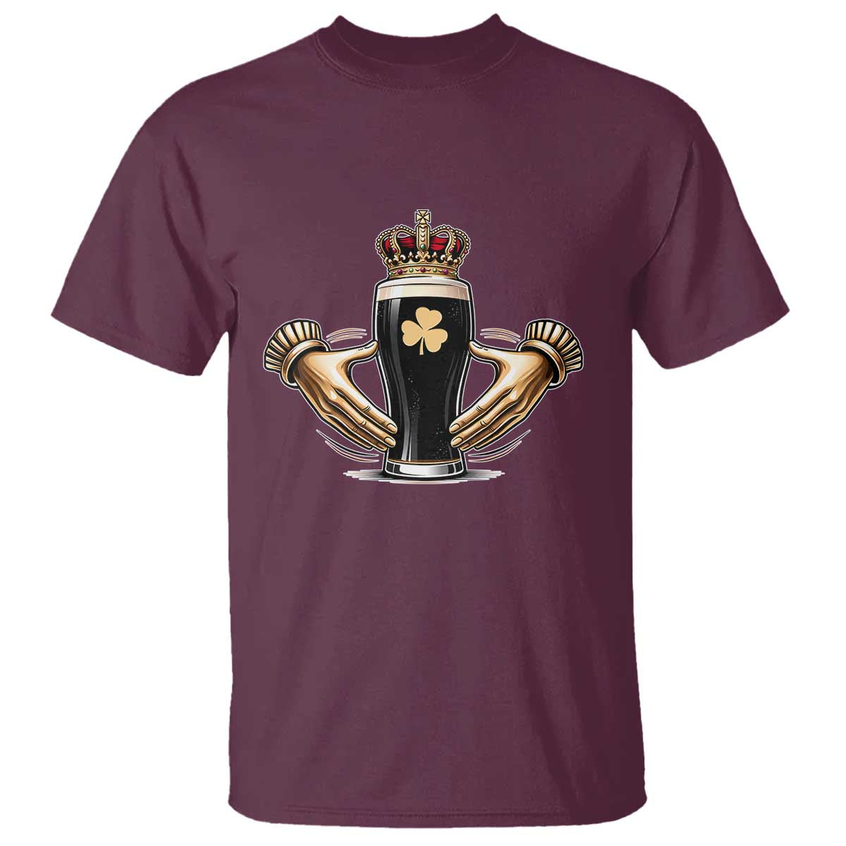 Irish Stout Claddagh Ring Beer Galway Ireland Souvenir T Shirt TS11 Maroon Print Your Wear