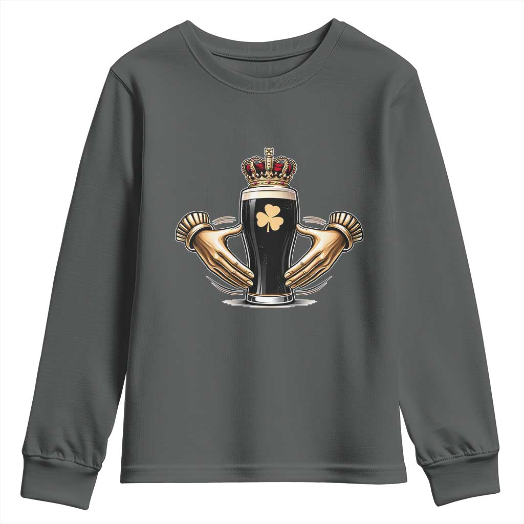 Irish Stout Claddagh Ring Beer Galway Ireland Souvenir Youth Sweatshirt TS11 Dark Heather Print Your Wear