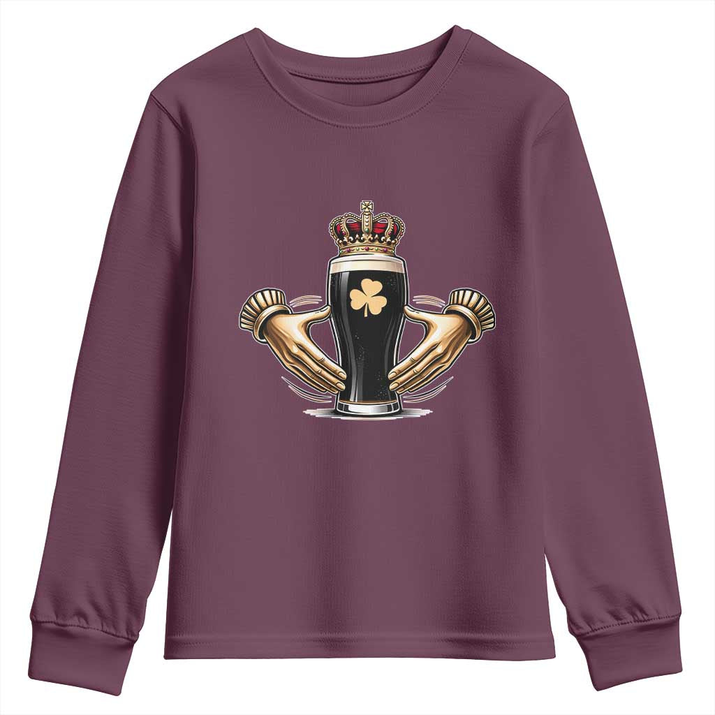 Irish Stout Claddagh Ring Beer Galway Ireland Souvenir Youth Sweatshirt TS11 Maroon Print Your Wear