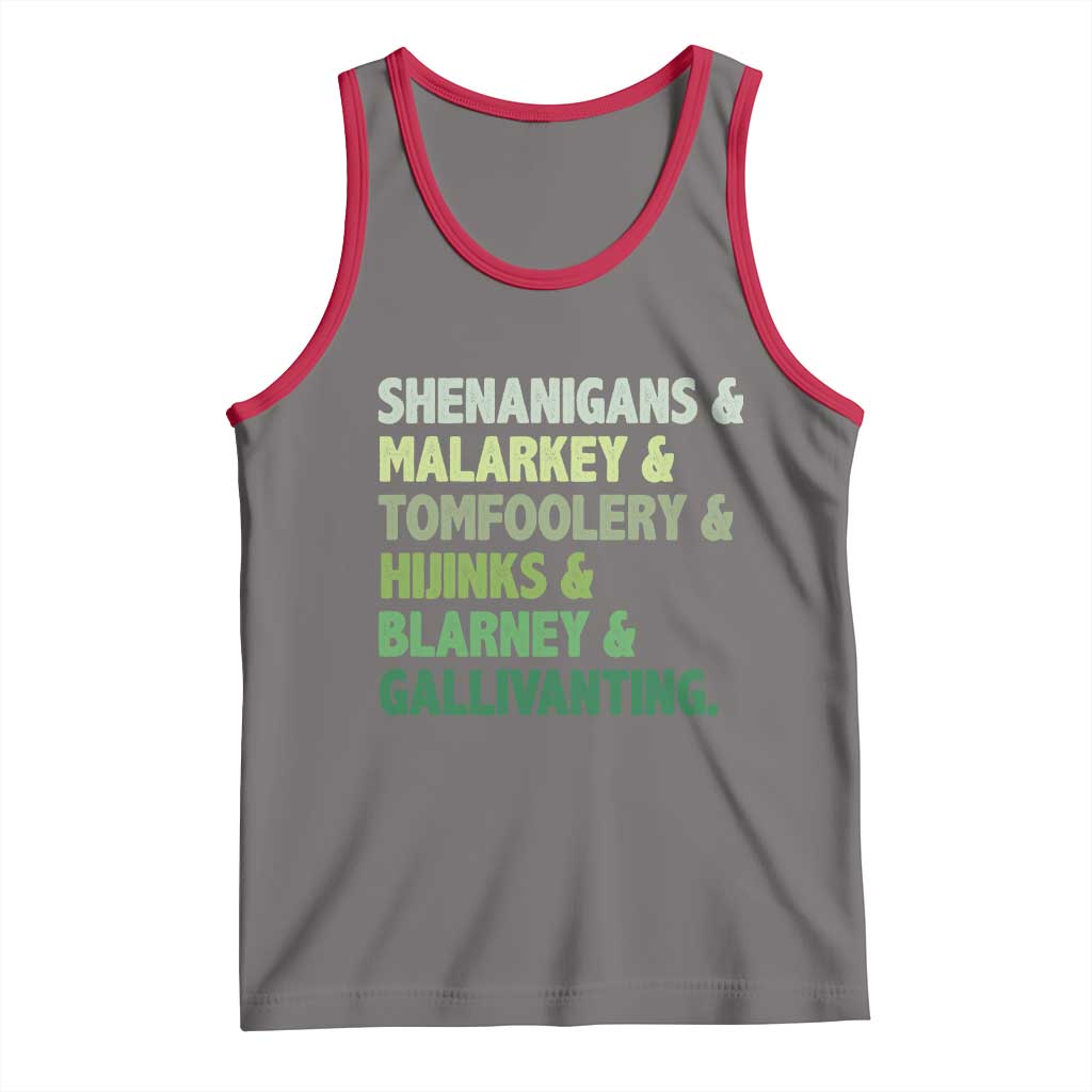 Funny St Patricks Day Shenanigans Malarkey Tomfoolery Hijinks Blarney Gallivanting Tank Top TS11 Deep Heather Red Print Your Wear