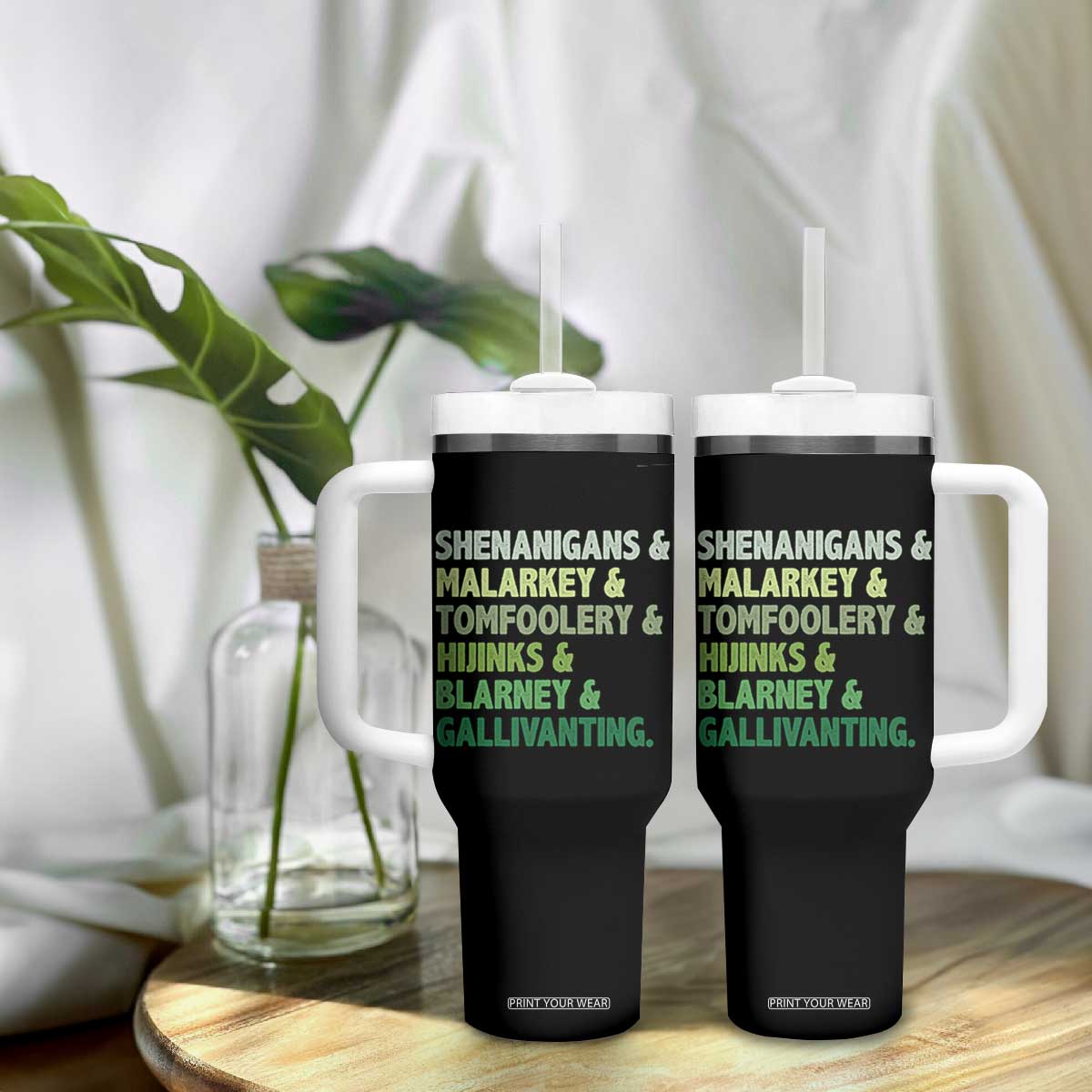 Funny St Patricks Day Shenanigans Malarkey Tomfoolery Hijinks Blarney Gallivanting Tumbler With Handle TS11 Print Your Wear