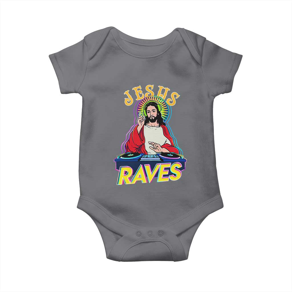 Funny Jesus DJ Raves Techno EDM Party Baby Onesie TS11 Charcoal Print Your Wear
