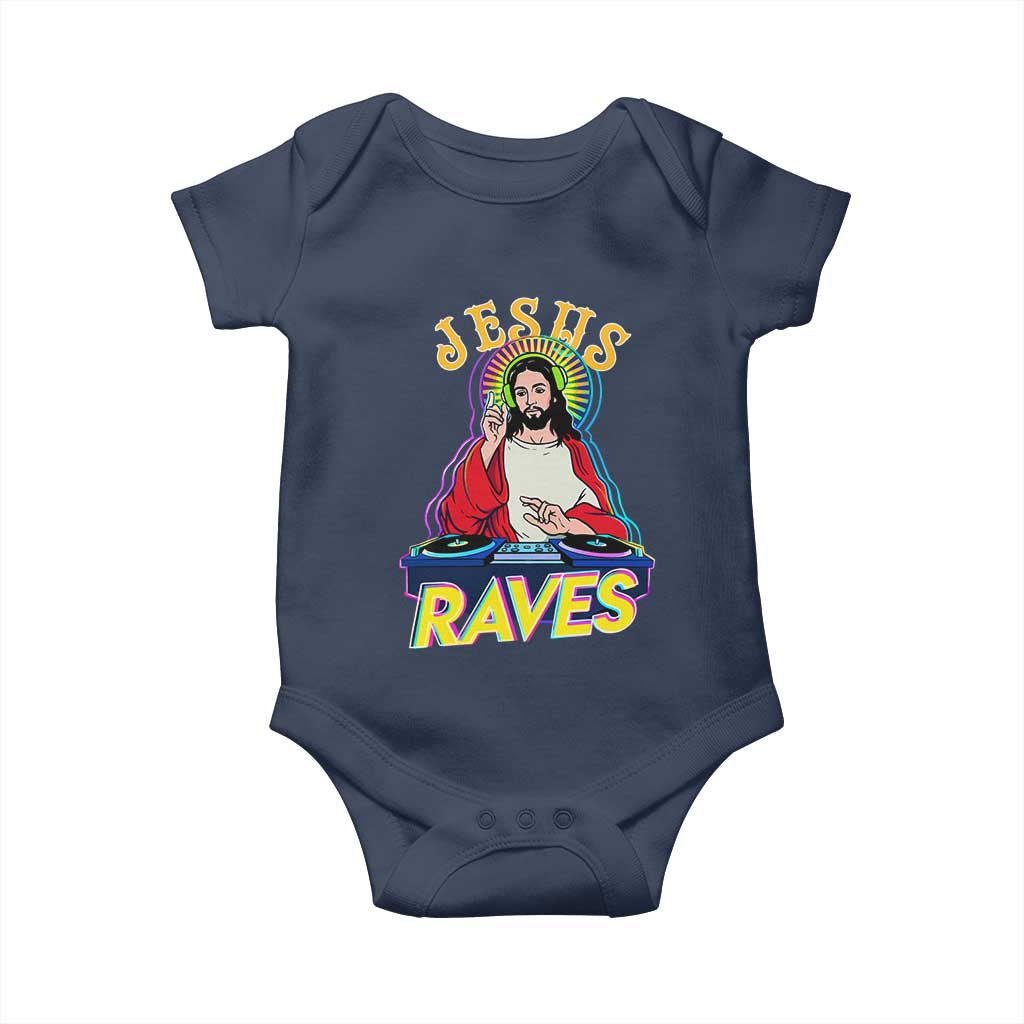 Funny Jesus DJ Raves Techno EDM Party Baby Onesie TS11 Navy Print Your Wear
