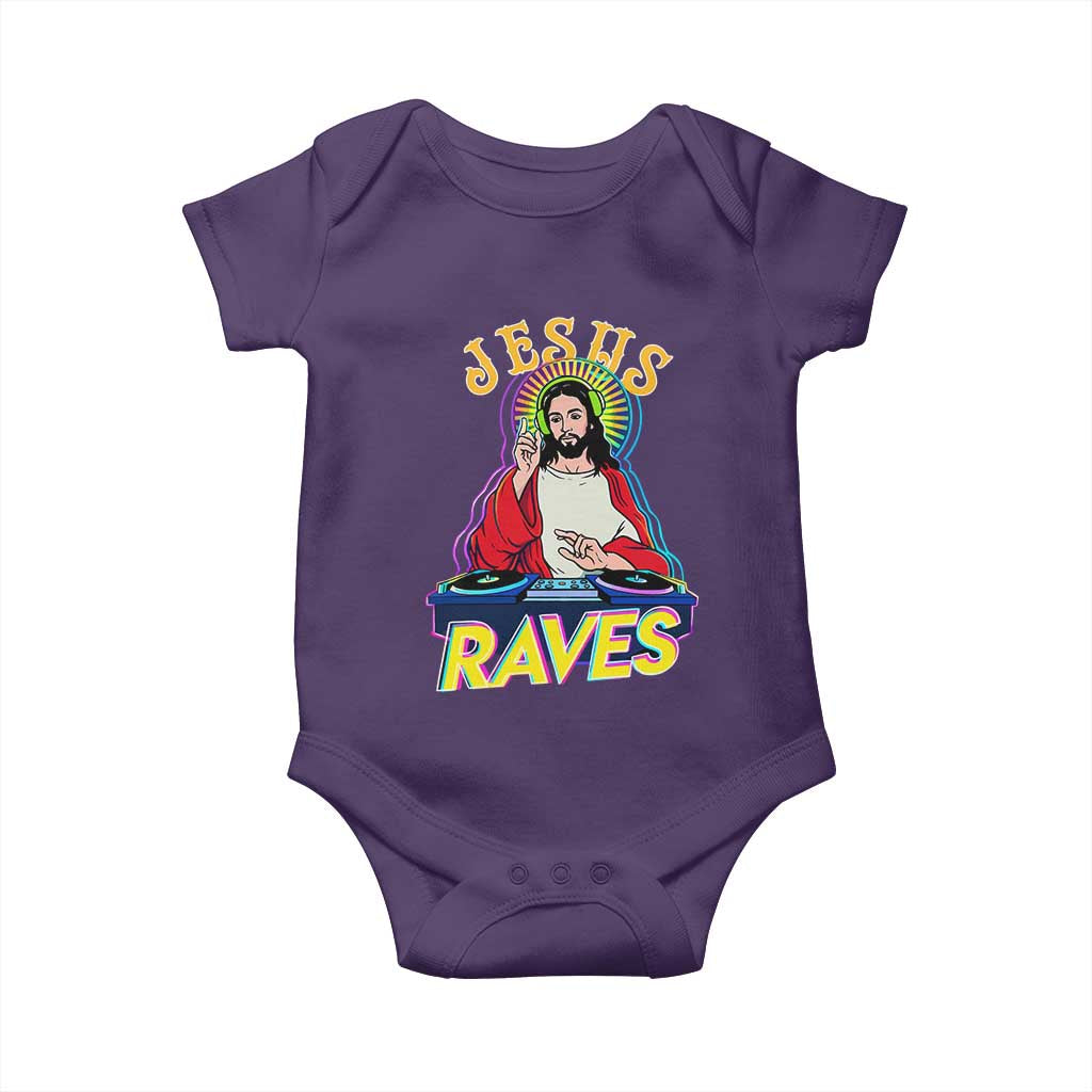 Funny Jesus DJ Raves Techno EDM Party Baby Onesie TS11 Purple Print Your Wear