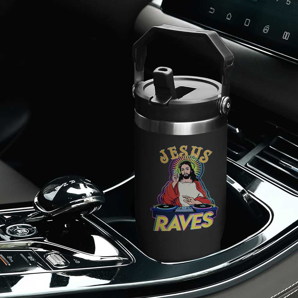 Funny Jesus DJ Raves Techno EDM Party Flip Straw Tumbler TS11 Print Your Wear