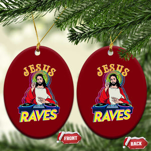Funny Jesus DJ Raves Techno EDM Party Ceramic Ornament TS11 Print Your Wear