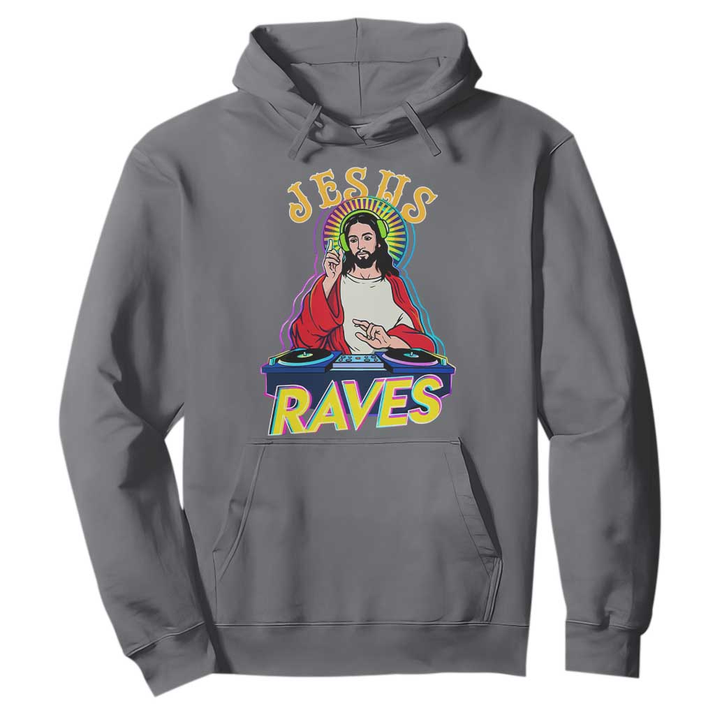 Funny Jesus DJ Raves Techno EDM Party Hoodie TS11 Charcoal Print Your Wear
