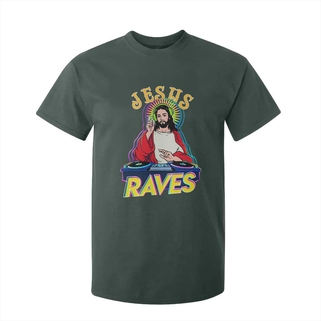 Funny Jesus DJ Raves Techno EDM Party T Shirt For Kid TS11 Dark Forest Green Print Your Wear