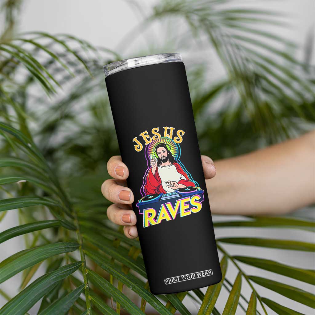 Funny Jesus DJ Raves Techno EDM Party Skinny Tumbler TS11 Print Your Wear