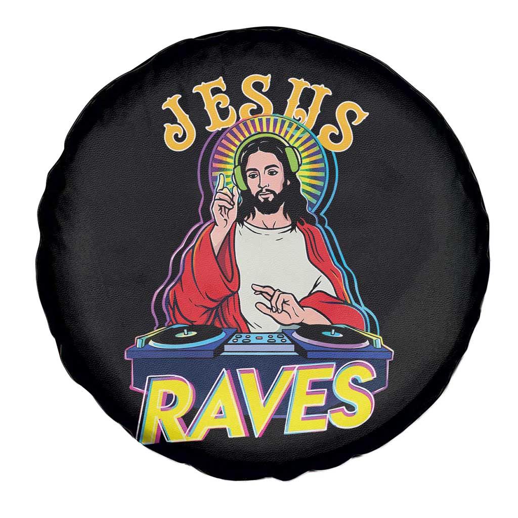 Funny Jesus DJ Raves Techno EDM Party Spare Tire Cover TS11 Print Your Wear
