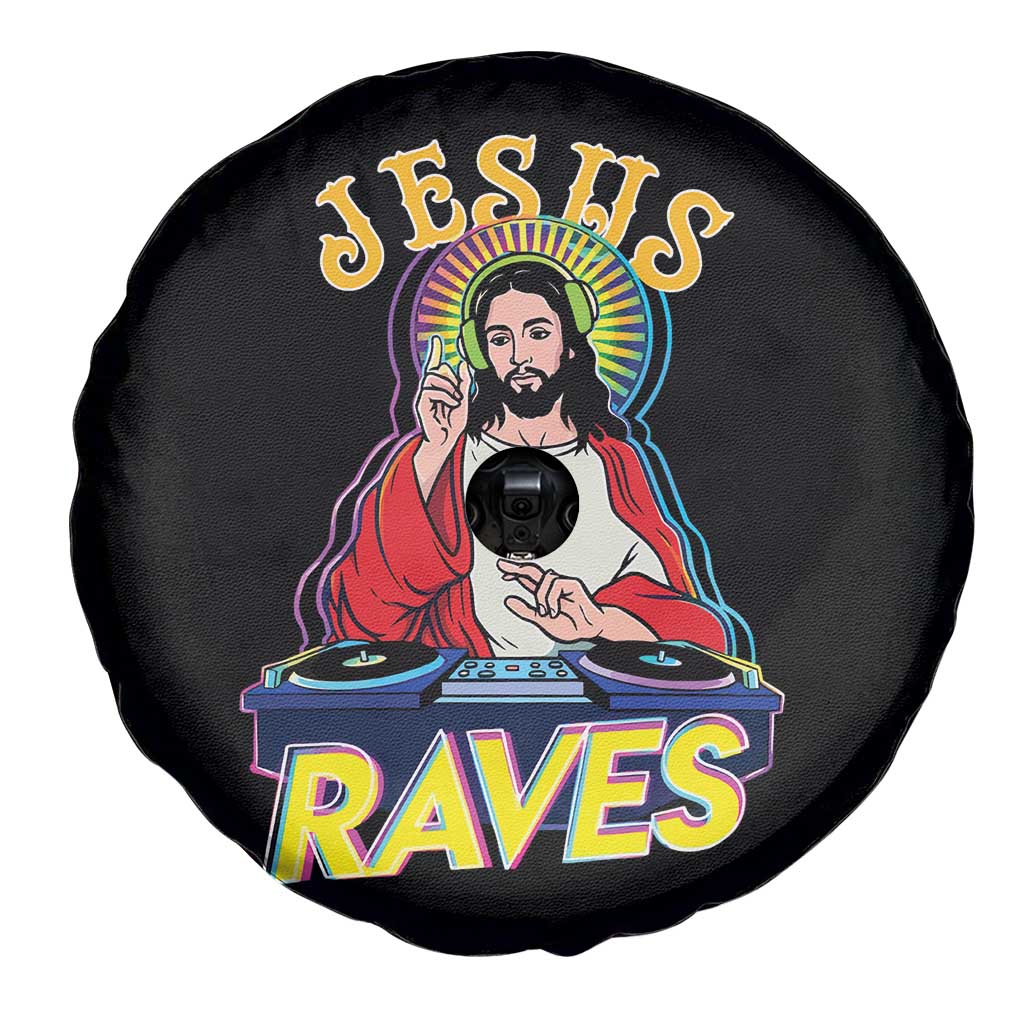 Funny Jesus DJ Raves Techno EDM Party Spare Tire Cover TS11 Print Your Wear