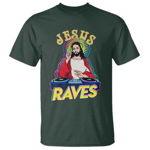 Funny Jesus DJ Raves Techno EDM Party T Shirt TS11 Dark Forest Green Print Your Wear