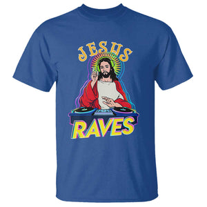 Funny Jesus DJ Raves Techno EDM Party T Shirt TS11 Royal Blue Print Your Wear